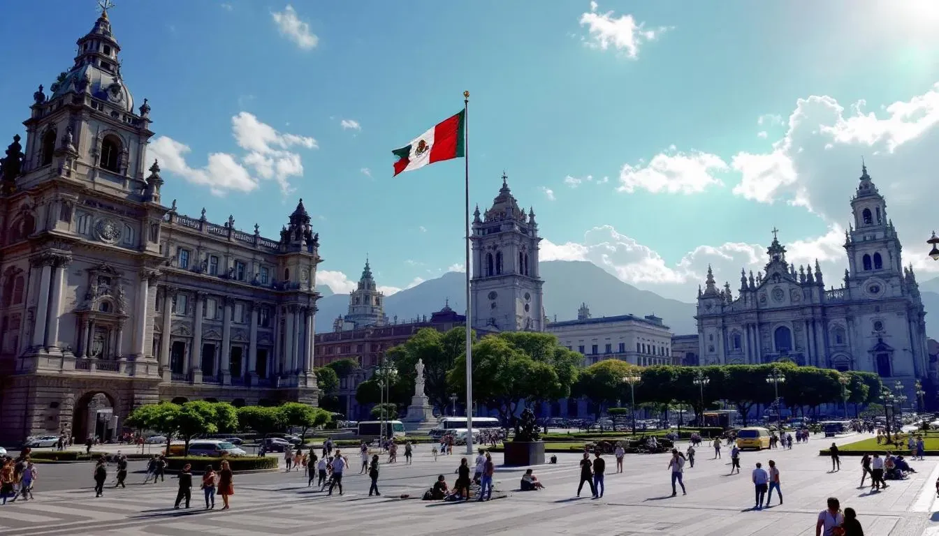 Filming in Mexico City with Zocalo and Cathedral