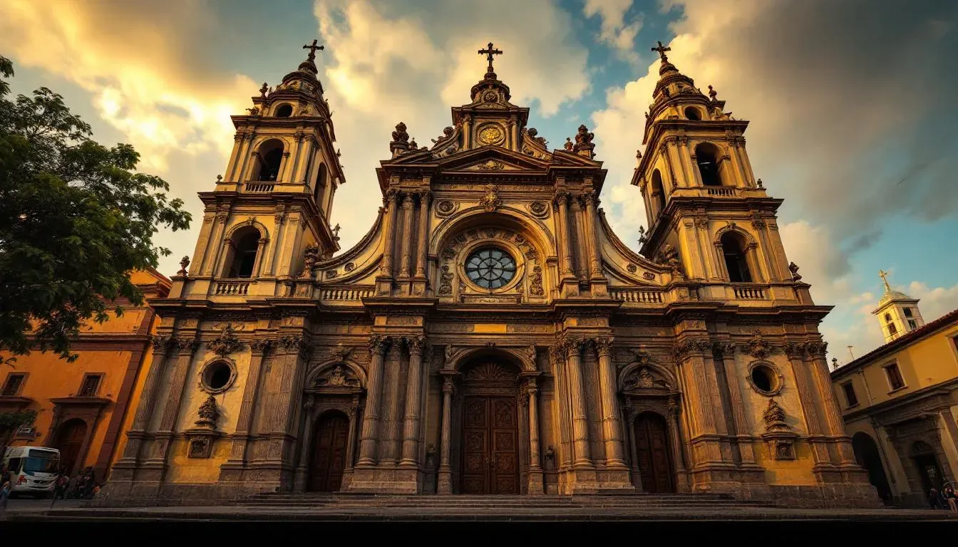 Santo Domingo Church and colorful streets of Oaxaca Centro Historico